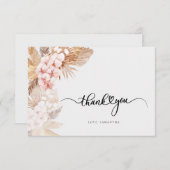 Hand-Lettered pampas gras roze bloemenbruiloft Bedankkaart (Voorkant / Achterkant)