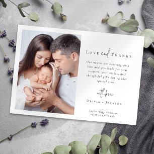 Hand Lettered Pasgeboren Baby Foto Geboorte Bedankkaart