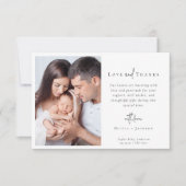 Hand Lettered Pasgeboren Baby Foto Geboorte Bedankkaart (Voorkant)