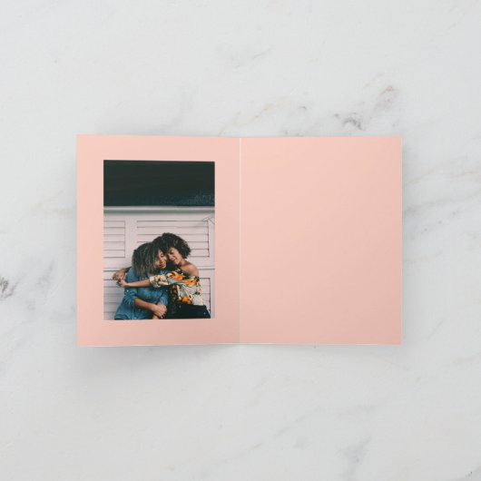 Hand Lettered Peach Blue Floral Foto Hartelijk dan Kaart (Binnen)