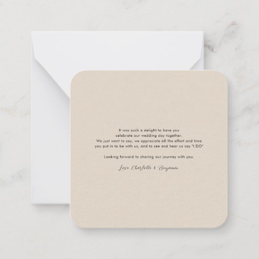 Hand-Lettered Photo Script Wedding Bedankt Notitiekaartje (Achterkant)