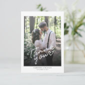 Hand Lettered Photo Wedding Bedankkaart (Staand voorkant)
