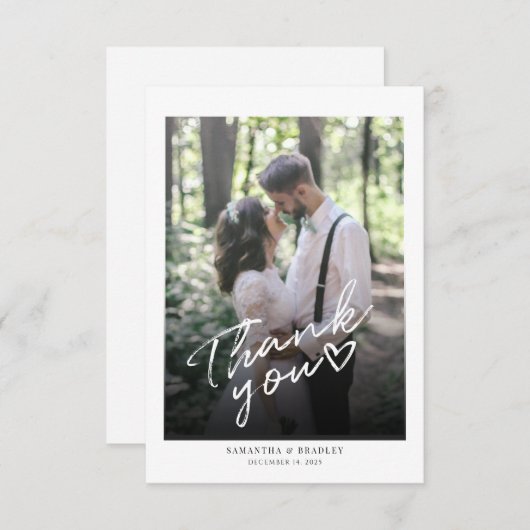 Hand Lettered Photo Wedding Bedankkaart (Voorkant / Achterkant)