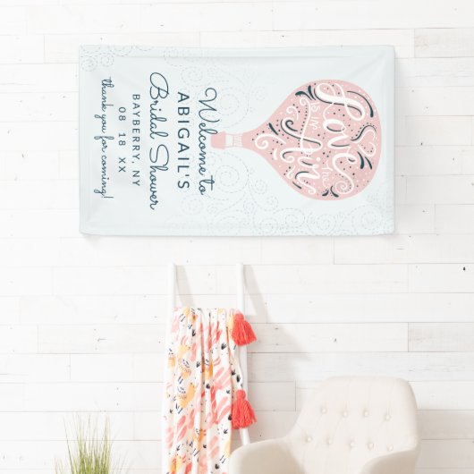 Hand Lettered Pink Balloon Vrijgezellenfeest Welko Spandoek (Insitu)