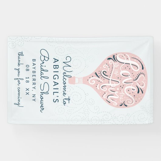 Hand Lettered Pink Balloon Vrijgezellenfeest Welko Spandoek (Horizontaal)