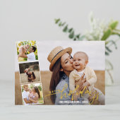 Hand Lettered Prettige feestdagen Photo Collage Go Folie Uitnodiging (Staand Voorkant)