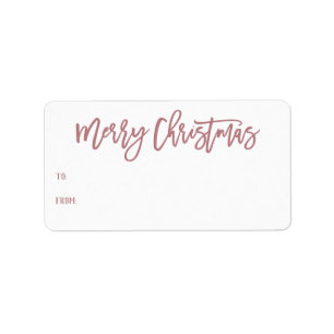 Hand Lettered Roos Merry Kerstmis Cadeft Etiket