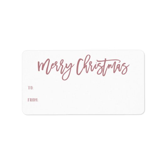 Hand Lettered Roos Merry Kerstmis Cadeft Etiket (Voorkant)