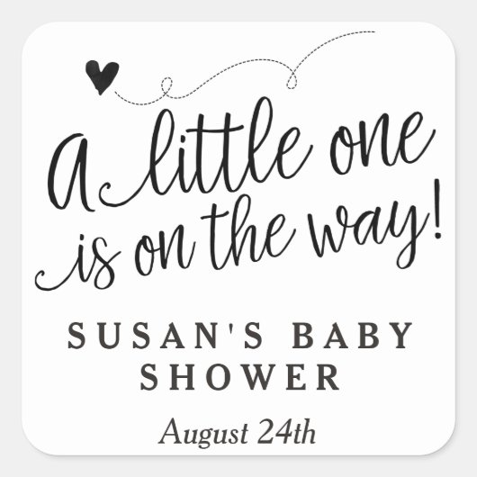 Hand Lettered Script Baby shower Dank u Label (Voorkant)
