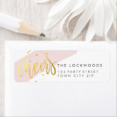 HAND LETTERED SCRIPT CHEERT Gold foil roze blush Etiket (Insitu)