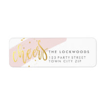 HAND LETTERED SCRIPT CHEERT Gold foil roze blush