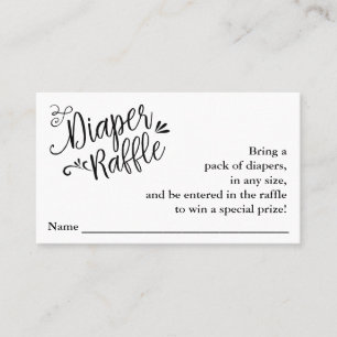 Hand Lettered Script Diaper Raffle Enclosure Kaart Visitekaartje
