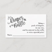 Hand Lettered Script Diaper Raffle Enclosure Kaart Visitekaartje (Voorkant)