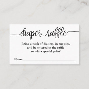 Hand Lettered Script Diaper Raffle Enclosure Kaart Visitekaartje