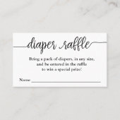Hand Lettered Script Diaper Raffle Enclosure Kaart Visitekaartje (Voorkant)