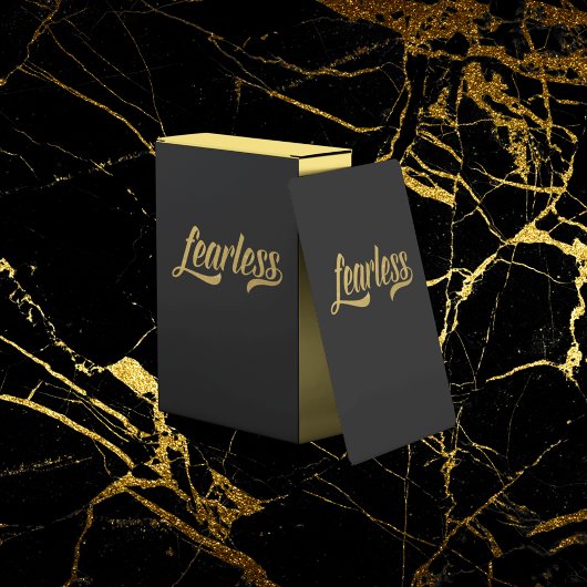 Hand Lettered Script Fearless Gold Glitter Zwart Pokerkaarten
