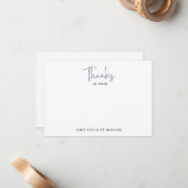 Hand Lettered Script Hartelijk Dank Navy Blauwe Notitiekaartje (Voorkant / Achterkant in situ)