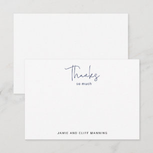 Hand Lettered Script Hartelijk Dank Navy Blauwe Notitiekaartje