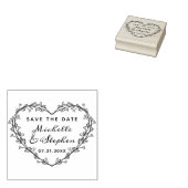 Hand Lettered Script Heart Wreath Save The Date Rubberstempel (Gestempeld)