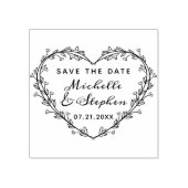 Hand Lettered Script Heart Wreath Save The Date Rubberstempel (Afrduk)