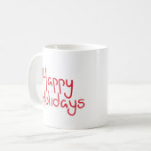 Hand-lettered script red Happy Holidays Koffiemok (Voorkant links)
