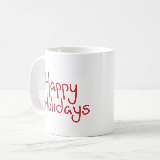 Hand-lettered script red Happy Holidays Koffiemok (Voorkant links)