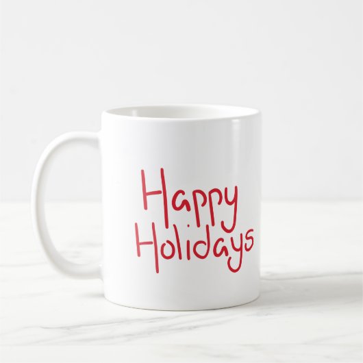 Hand-lettered script red Happy Holidays Koffiemok (Links)