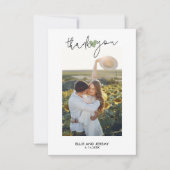 Hand Lettered Script Sage Groene Hart Bruiloft Bedankkaart (Voorkant)