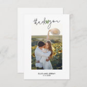 Hand Lettered Script Sage Groene Hart Bruiloft Bedankkaart (Voorkant / Achterkant)