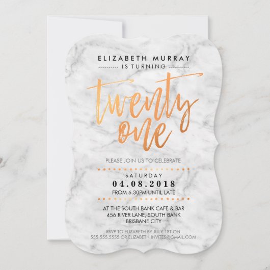 HAND LETTERED SCRIPT type trendy kopermarmer Kaart (Voorkant)