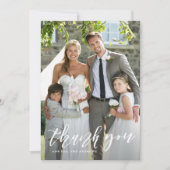 Hand Lettered Script Vertical Wedding Dank u Bedankkaart (Voorkant)
