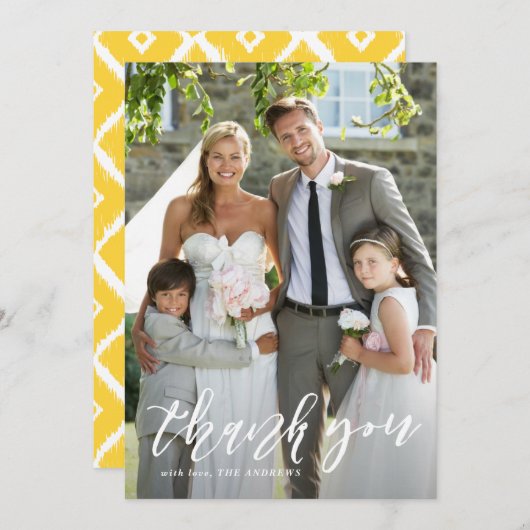 Hand Lettered Script Vertical Wedding Dank u Bedankkaart (Voorkant / Achterkant)