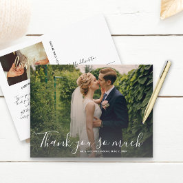 Hand Lettered Script Wedding Foto Hartelijk dank Briefkaart