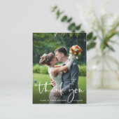 Hand Lettered Script Wedding Foto Hartelijk dank Briefkaart (Staand voorkant)