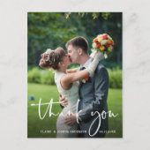 Hand Lettered Script Wedding Foto Hartelijk dank Briefkaart (Voorkant)