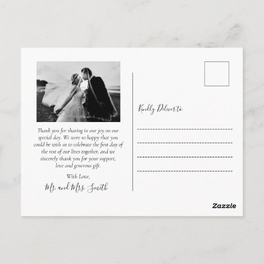 Hand Lettered Script Wedding Foto Hartelijk dank Briefkaart (Achterkant)
