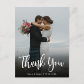 Hand Lettered Script Wedding Foto Hartelijk dank Briefkaart (Voorkant)