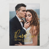 Hand Lettered Script Wedding Foto Hartelijk dank Folie Uitnodiging (Voorkant)
