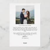 Hand Lettered Script Wedding Foto Hartelijk dank Folie Uitnodiging (Achterkant)