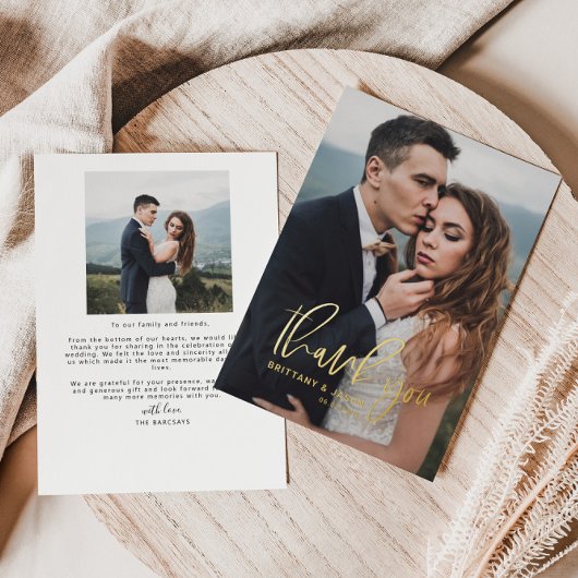 Hand Lettered Script Wedding Foto Hartelijk dank Folie Uitnodiging