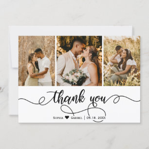 Hand Lettered Script Wedding Photo Collage  Bedankkaart
