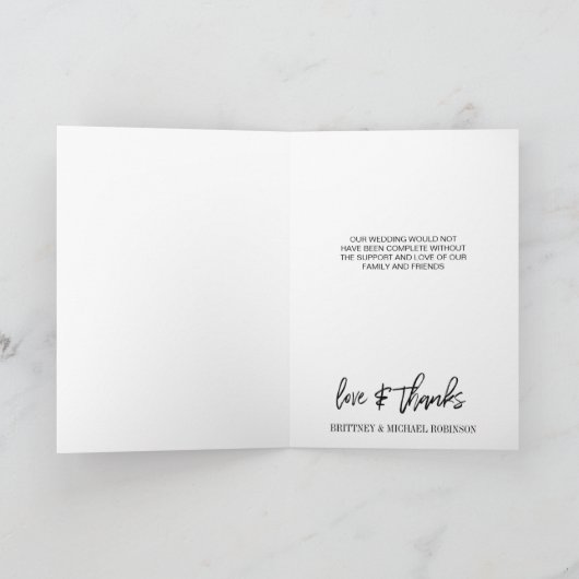 Hand-Lettered Simple Black Photo Dank je kaart (Binnen)