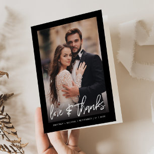 Hand-Lettered Simple Black Photo Dank je kaart