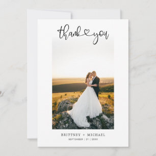 Hand-Lettered Simple Script Heart Photo Bedankkaart