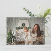 Hand Lettered Snow Full Photo Feestdagenkaart (Staand voorkant)