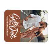 Hand Lettered Terracotta Photo Save the Date Magneet (Horizontaal)