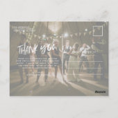 Hand Lettered Two Photo Modern Wedding Bedankt Briefkaart (Achterkant)