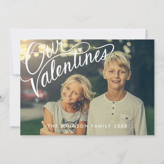 Hand Lettered Valentines Day Holiday Foto Feestdagenkaart (Voorkant)