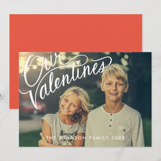 Hand Lettered Valentines Day Holiday Foto Feestdagenkaart (Voorkant / Achterkant)