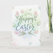 Hand-lettered vrolijk Pasen watercolor wenskaart Kaart (Voorkant)